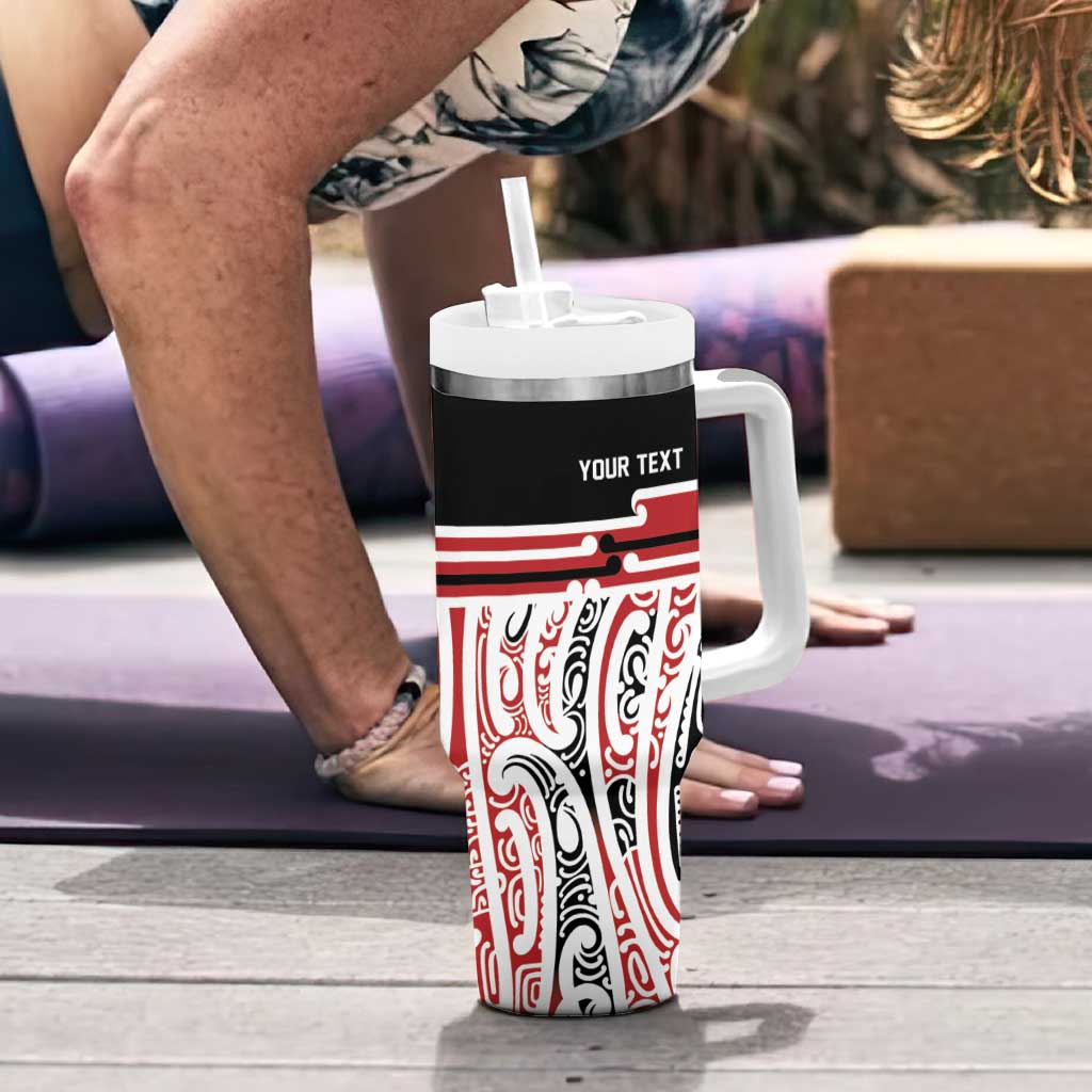 Personalised Toitu Te Tiriti Aotearoa 1840 Tumbler With Handle Red Kowhaiwhai Puhoro - Polynesian Pride