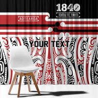 Personalised Toitu Te Tiriti Aotearoa 1840 Window Curtain Red Kowhaiwhai Puhoro - Polynesian Pride