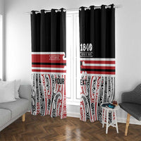 Personalised Toitu Te Tiriti Aotearoa 1840 Window Curtain Red Kowhaiwhai Puhoro - Polynesian Pride