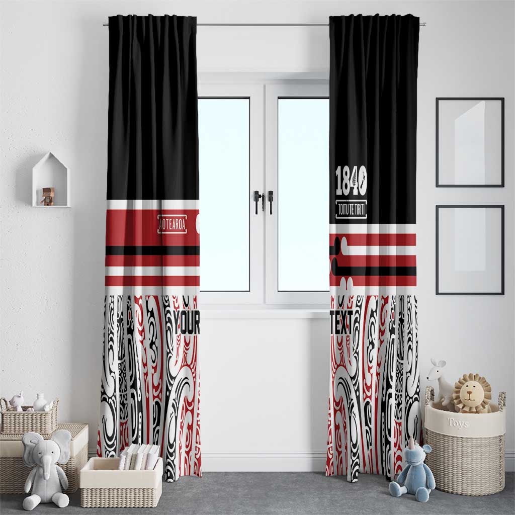 Personalised Toitu Te Tiriti Aotearoa 1840 Window Curtain Red Kowhaiwhai Puhoro - Polynesian Pride