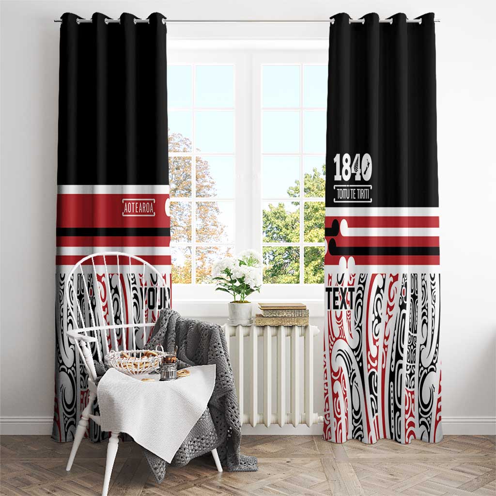 Personalised Toitu Te Tiriti Aotearoa 1840 Window Curtain Red Kowhaiwhai Puhoro - Polynesian Pride
