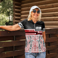 Personalised Toitu Te Tiriti Aotearoa 1840 Women Polo Shirt Red Kowhaiwhai Puhoro LT9 - Polynesian Pride