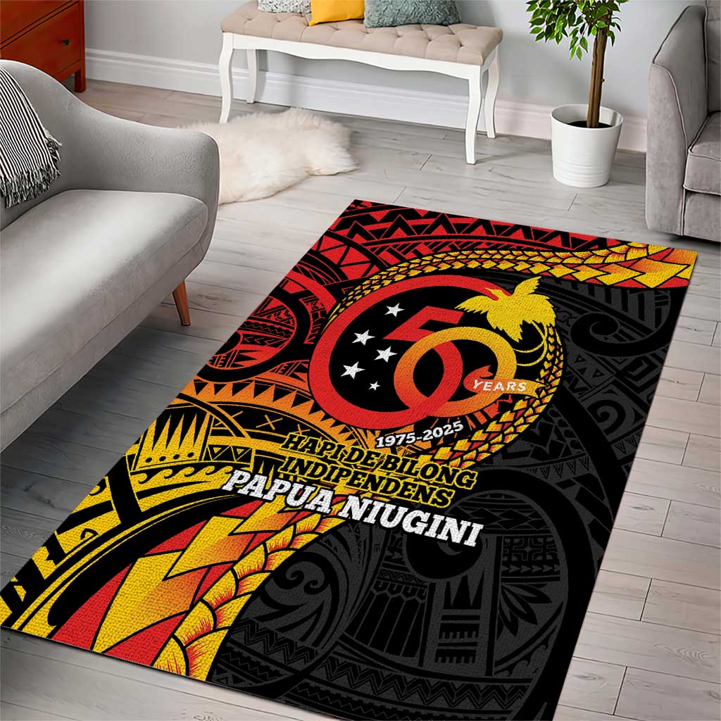 Papua New Guinea Tribal Tattoo Area Rug 50th Independence Anniversary