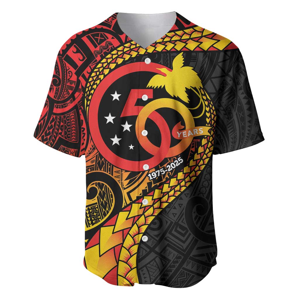 Papua New Guinea Tribal Tattoo Baseball Jersey 50th Independence Anniversary