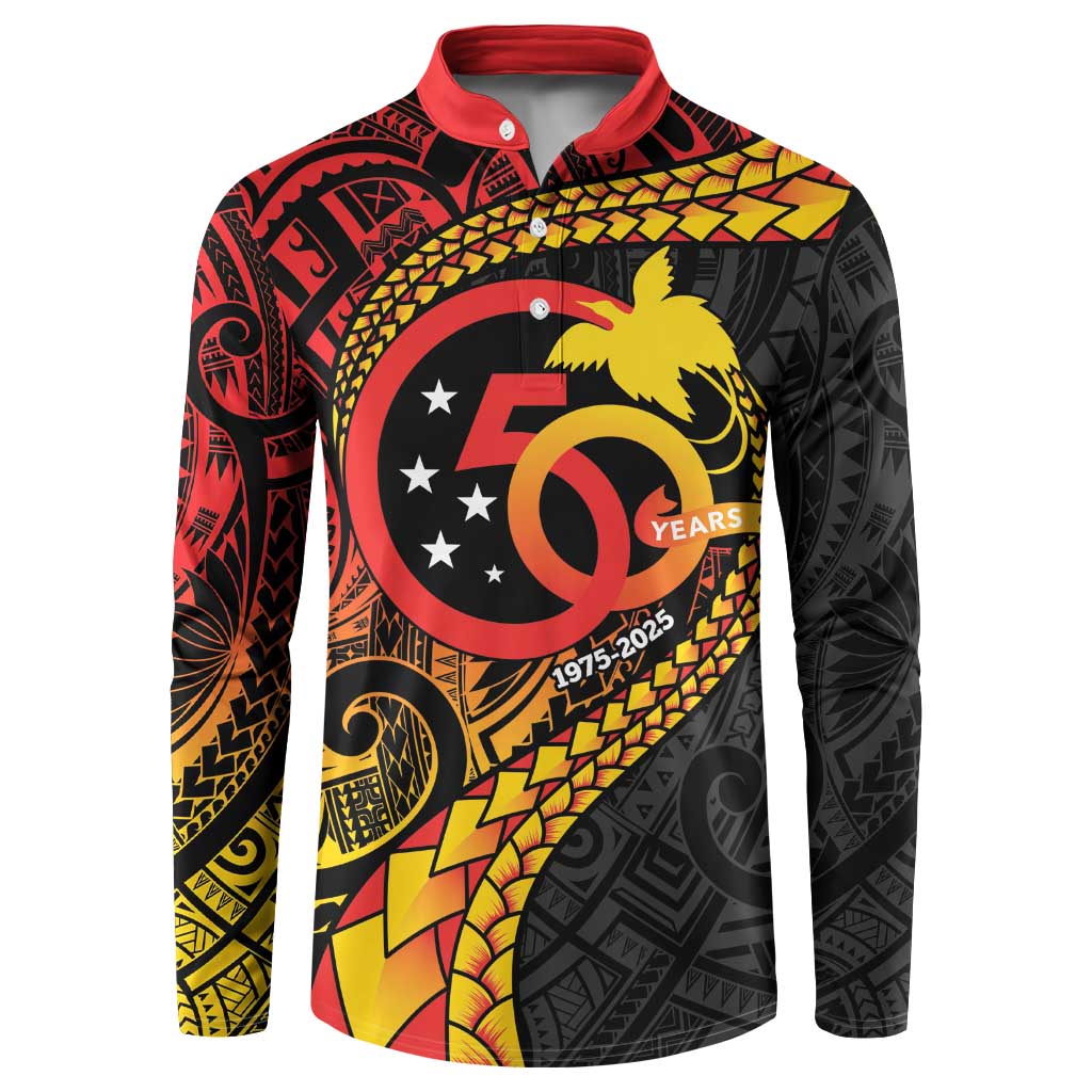 Papua New Guinea Tribal Tattoo Button Sweatshirt 50th Independence Anniversary