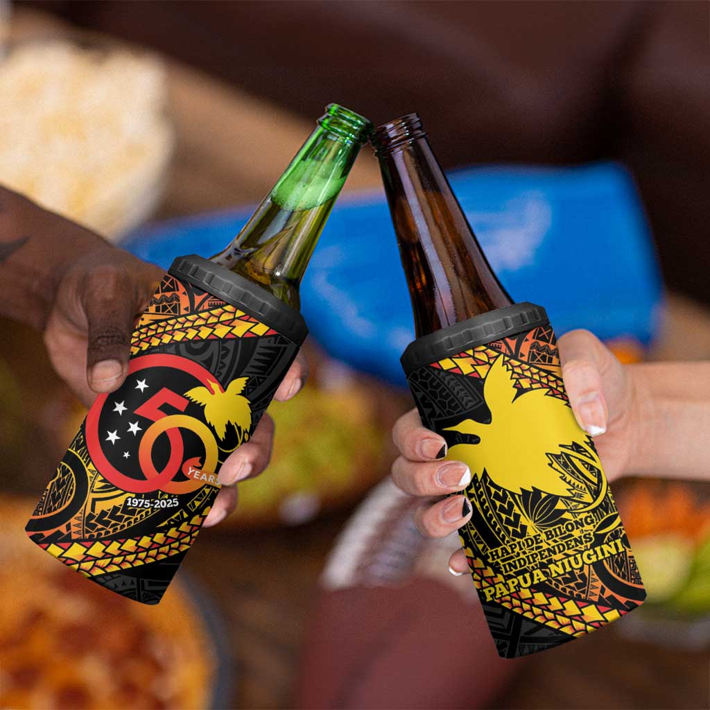 Papua New Guinea Tribal Tattoo 4 in 1 Can Cooler Tumbler 50th Independence Anniversary