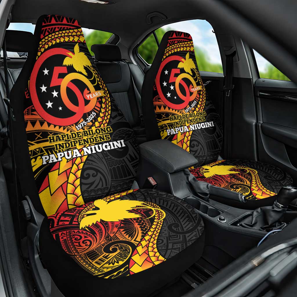 Papua New Guinea Tribal Tattoo Car Seat Cover 50th Independence Anniversary