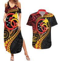 Papua New Guinea Tribal Tattoo Couples Matching Summer Maxi Dress and Hawaiian Shirt 50th Independence Anniversary