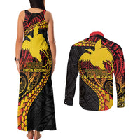 Papua New Guinea Tribal Tattoo Couples Matching Tank Maxi Dress and Long Sleeve Button Shirt 50th Independence Anniversary