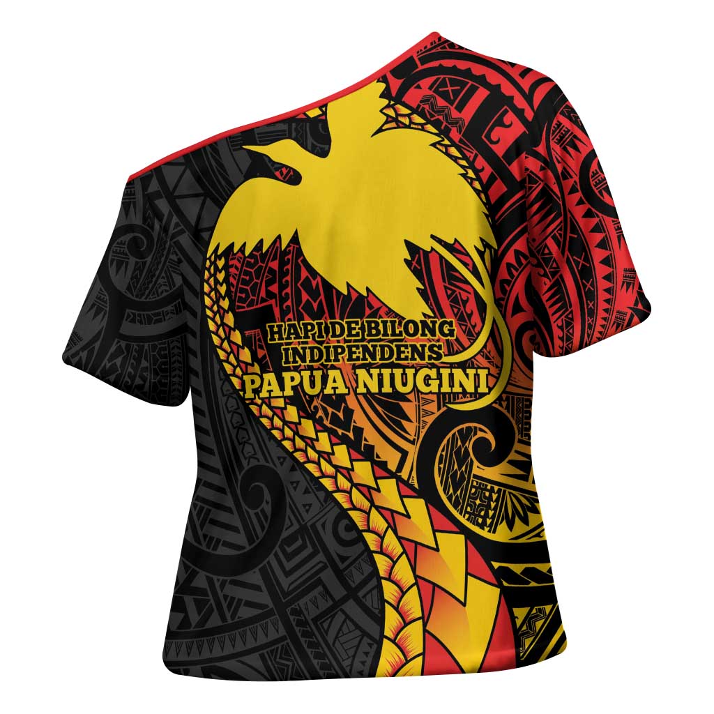 Papua New Guinea Tribal Tattoo Cross Shoulder Shirt 50th Independence Anniversary - Polynesian Pride