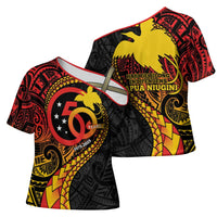 Papua New Guinea Tribal Tattoo Cross Shoulder Shirt 50th Independence Anniversary - Polynesian Pride