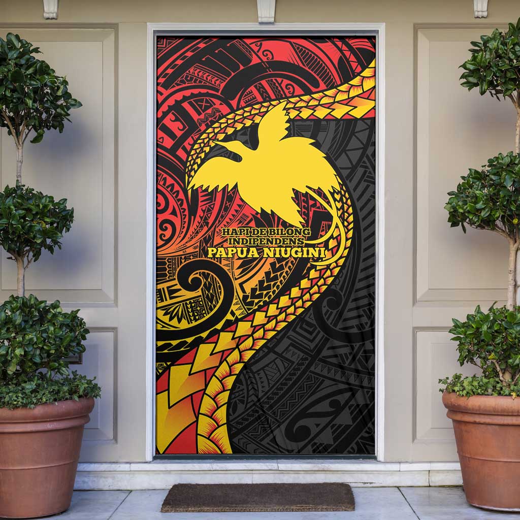 Papua New Guinea Tribal Tattoo Door Cover 50th Independence Anniversary - Polynesian Pride