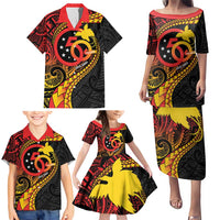 Papua New Guinea Tribal Tattoo Family Matching Puletasi and Hawaiian Shirt 50th Independence Anniversary