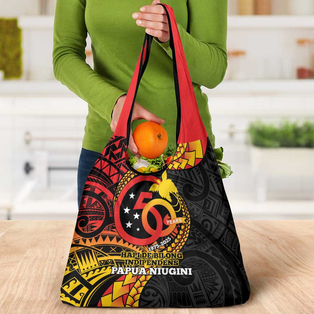 Papua New Guinea Tribal Tattoo Grocery Bag 50th Independence Anniversary