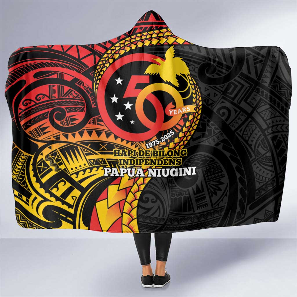 Papua New Guinea Tribal Tattoo Hooded Blanket 50th Independence Anniversary