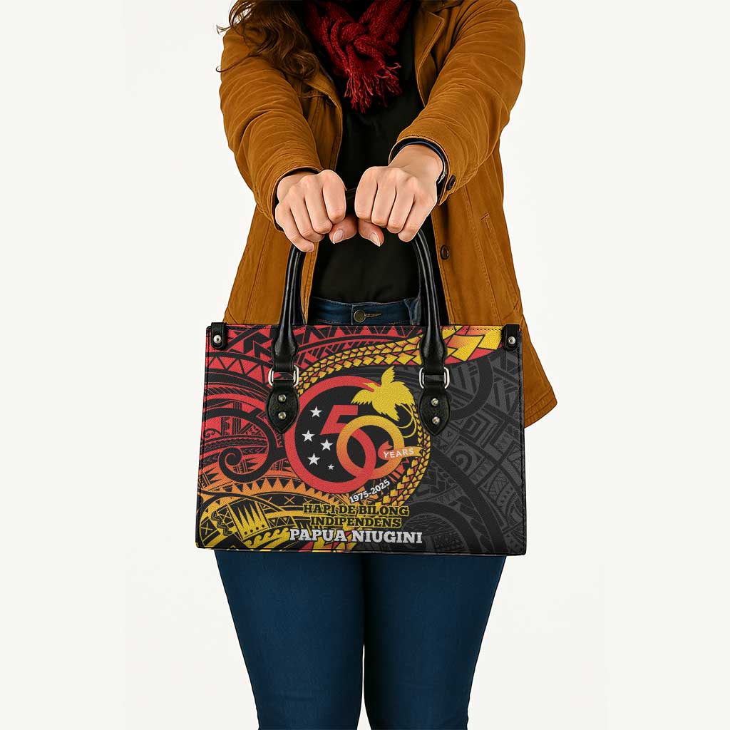 Papua New Guinea Tribal Tattoo Leather Bag 50th Independence Anniversary - Polynesian Pride