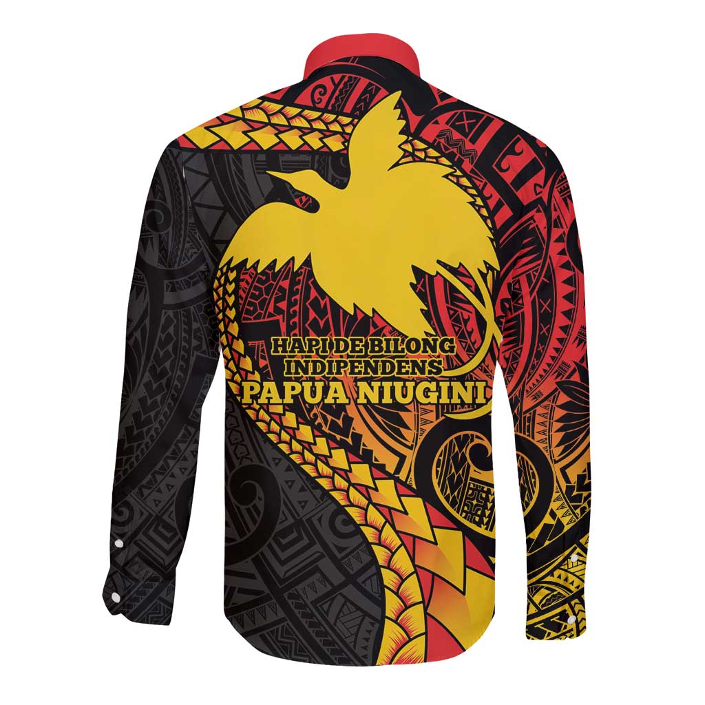 Papua New Guinea Tribal Tattoo Long Sleeve Button Shirt 50th Independence Anniversary