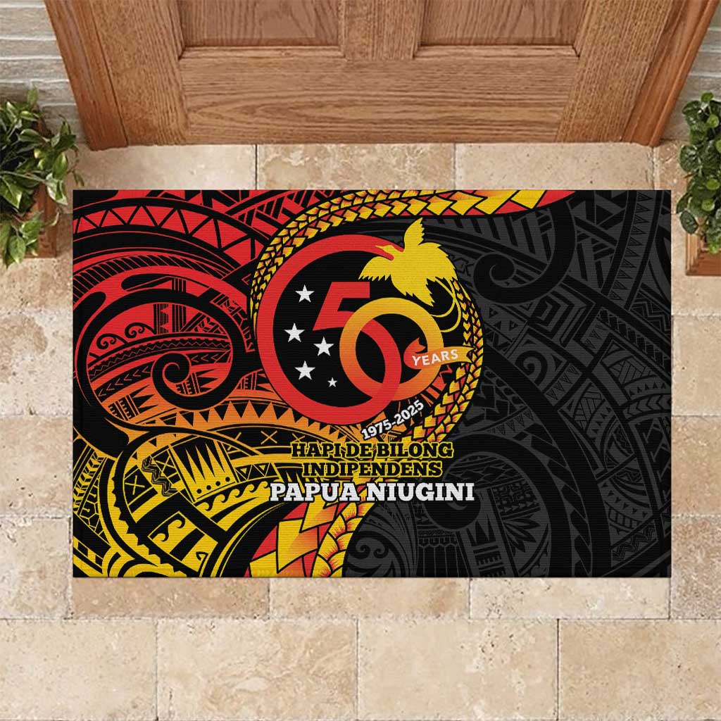 Papua New Guinea Tribal Tattoo Rubber Doormat 50th Independence Anniversary