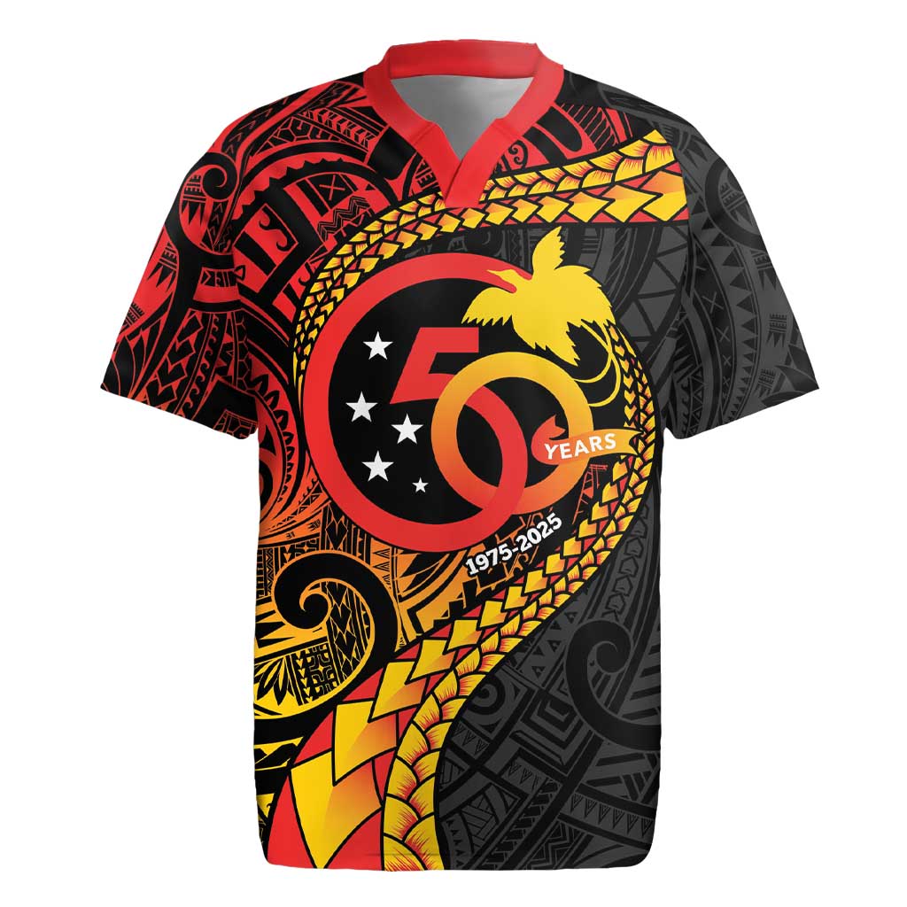 Papua New Guinea Tribal Tattoo Rugby Jersey 50th Independence Anniversary