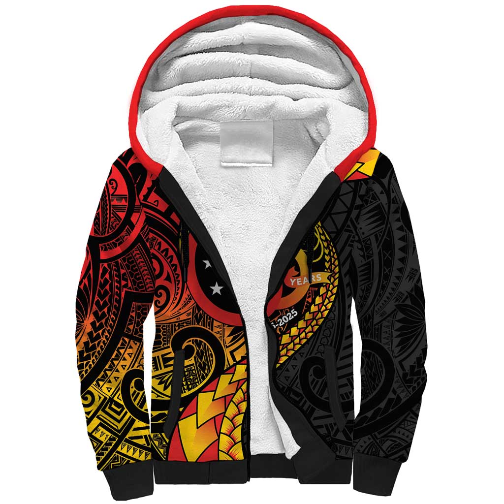Papua New Guinea Tribal Tattoo Sherpa Hoodie 50th Independence Anniversary