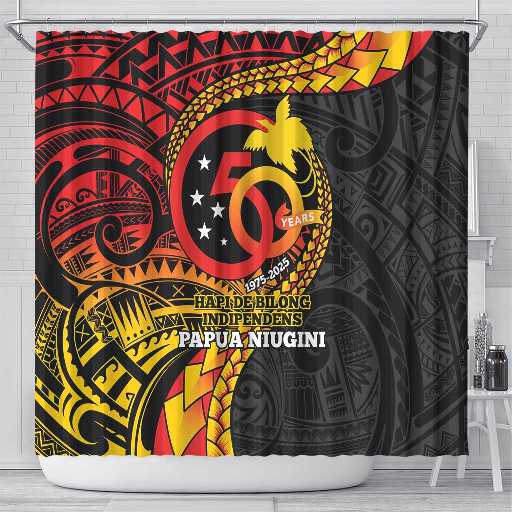 Papua New Guinea Tribal Tattoo Shower Curtain 50th Independence Anniversary
