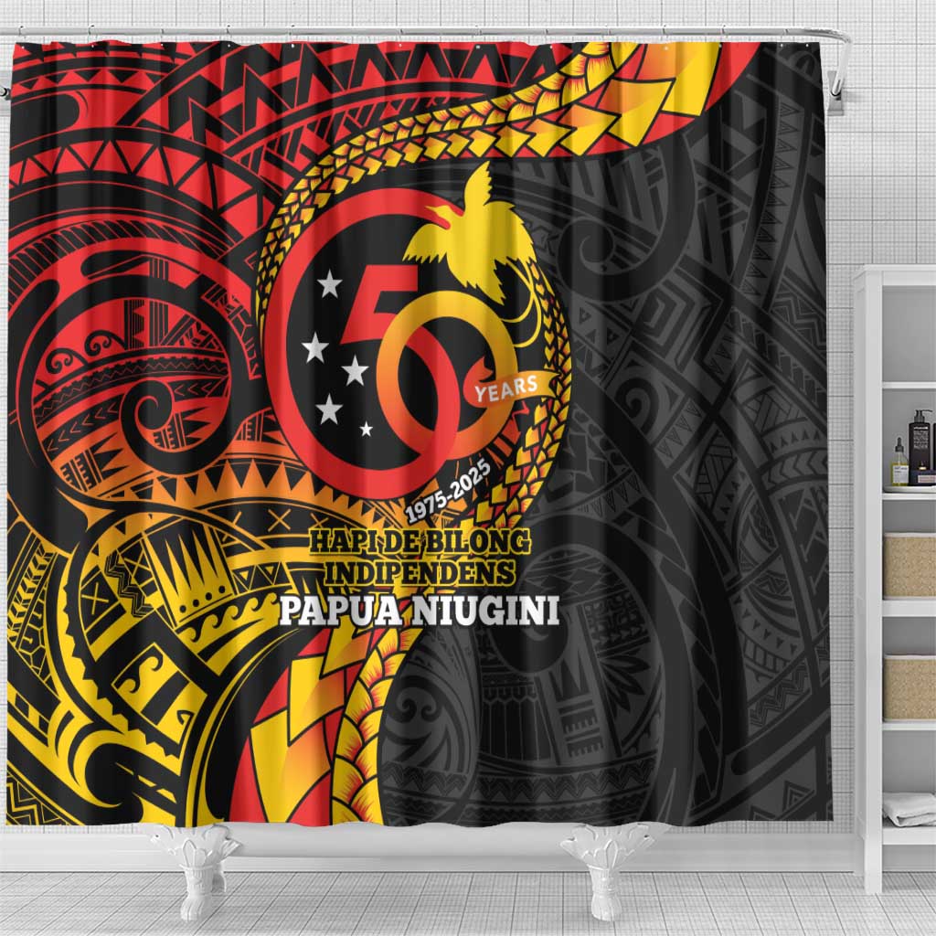 Papua New Guinea Tribal Tattoo Shower Curtain 50th Independence Anniversary
