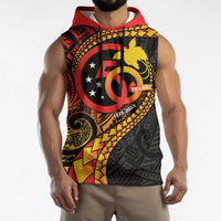 Papua New Guinea Tribal Tattoo Sleeveless Hoodie 50th Independence Anniversary - Polynesian Pride