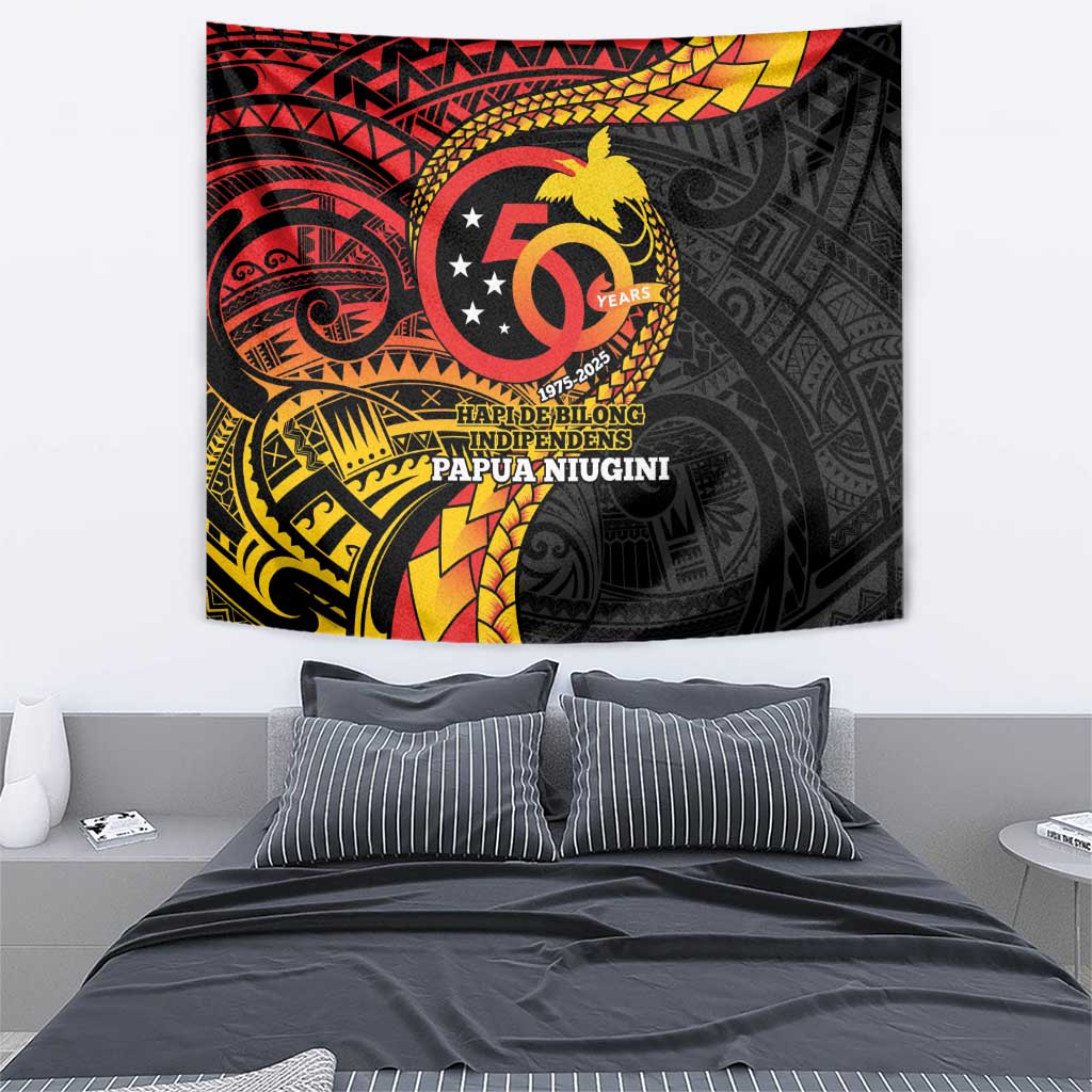 Papua New Guinea Tribal Tattoo Tapestry 50th Independence Anniversary