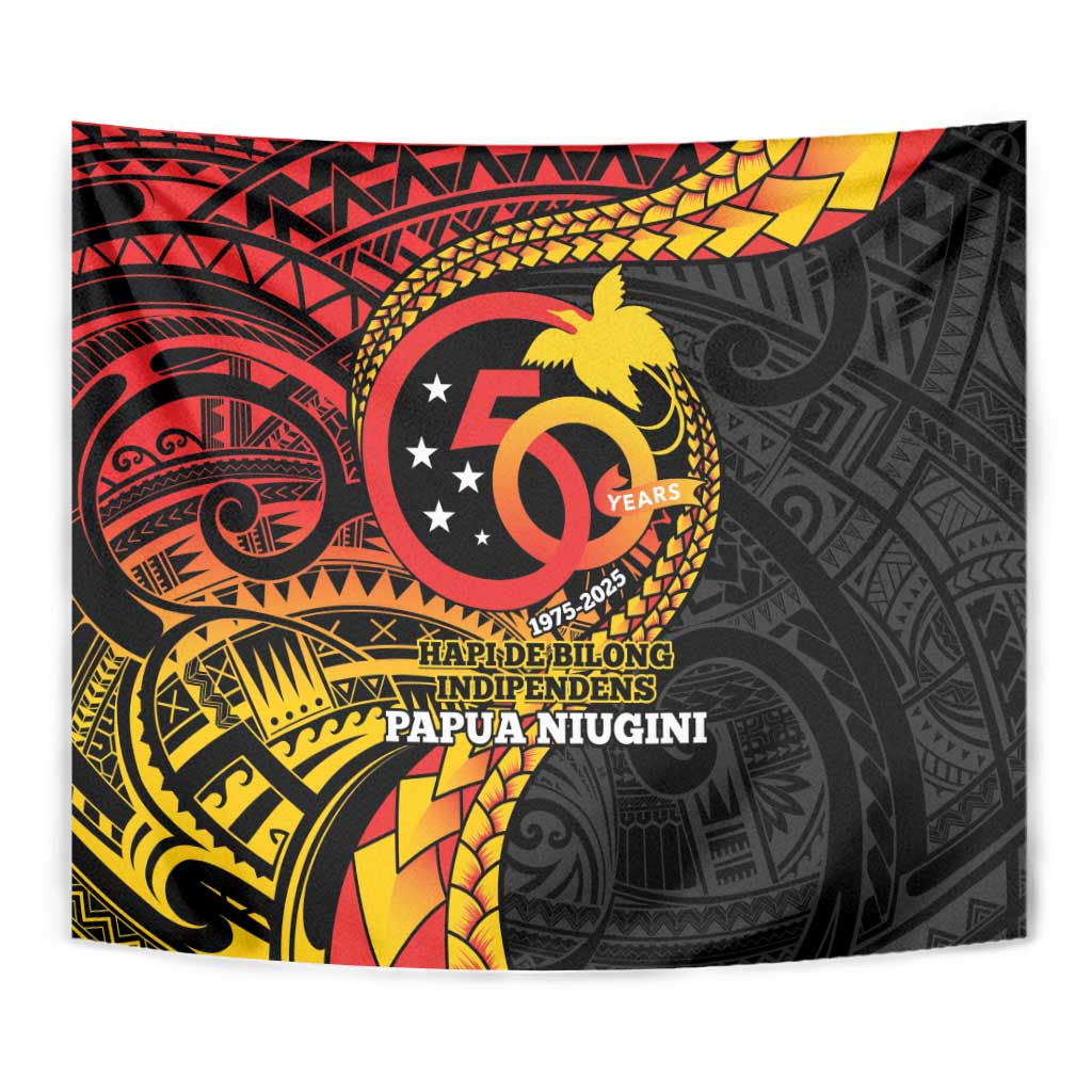 Papua New Guinea Tribal Tattoo Tapestry 50th Independence Anniversary