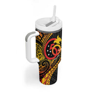 Papua New Guinea Tribal Tattoo Tumbler With Handle 50th Independence Anniversary