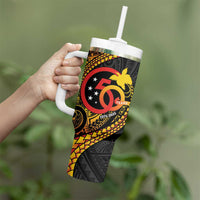 Papua New Guinea Tribal Tattoo Tumbler With Handle 50th Independence Anniversary