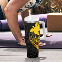 Papua New Guinea Tribal Tattoo Tumbler With Handle 50th Independence Anniversary