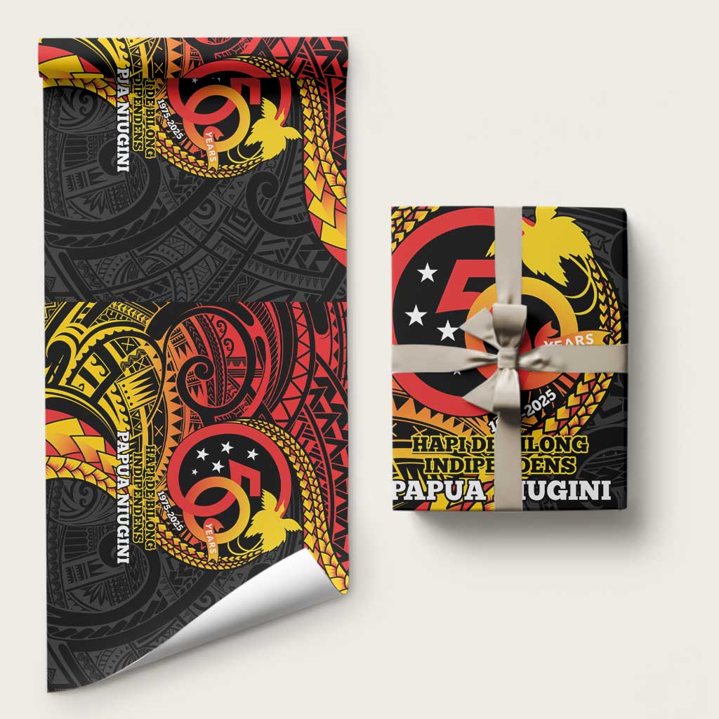 Papua New Guinea Tribal Tattoo Wrapping Paper 50th Independence Anniversary - Polynesian Pride