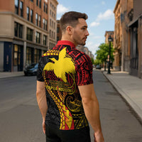 Papua New Guinea Tribal Tattoo Zipper Polo Shirt 50th Independence Anniversary - Polynesian Pride