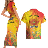 Papua New Guinea Unity in Diversity Couples Matching Short Sleeve Bodycon Dress and Hawaiian Shirt 50th Indipendens Papua Niugini