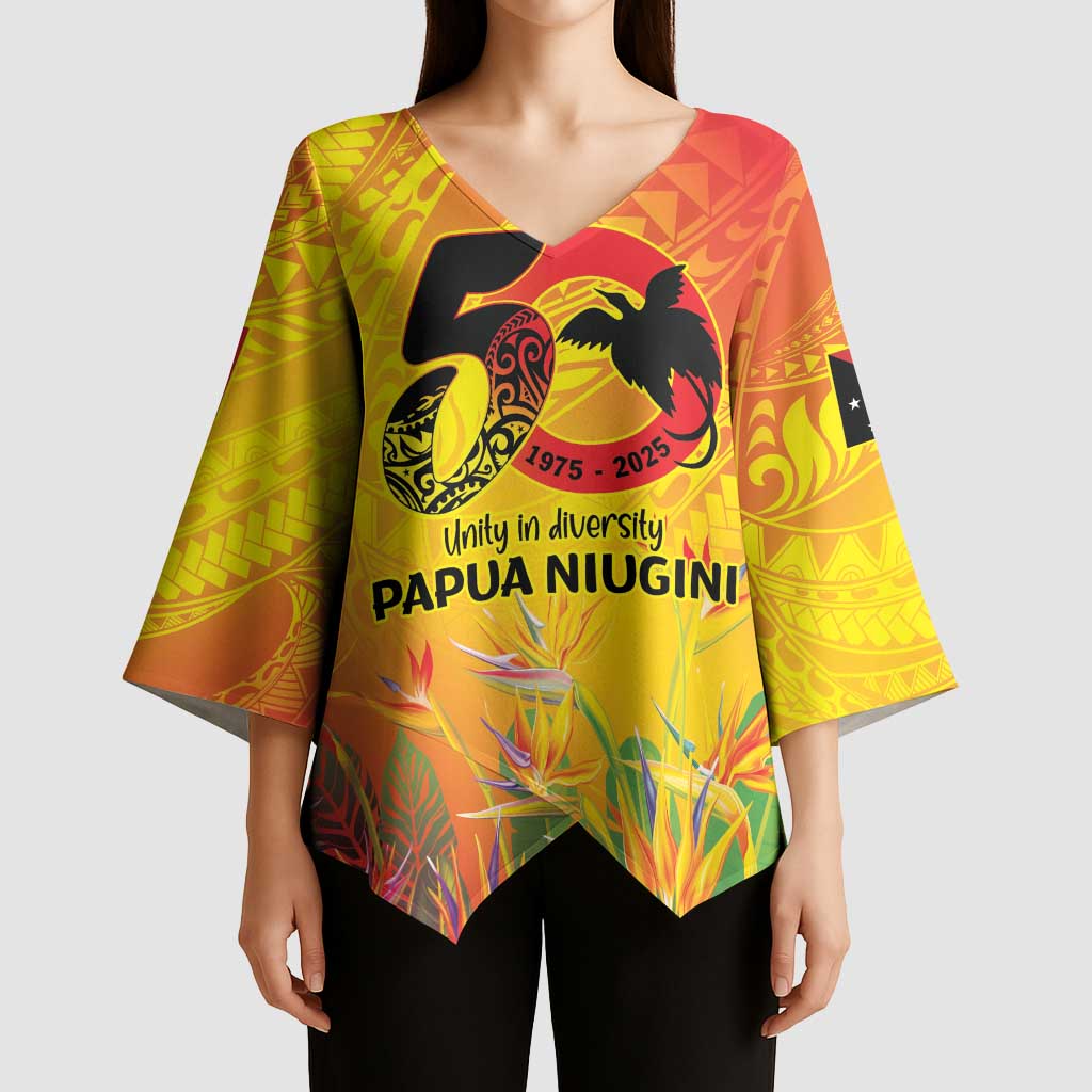 Papua New Guinea Unity in Diversity Kimono Sleeve Blouse 50th Indipendens Papua Niugini - Polynesian Pride
