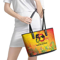 Papua New Guinea Unity in Diversity Leather Tote Bag 50th Indipendens Papua Niugini