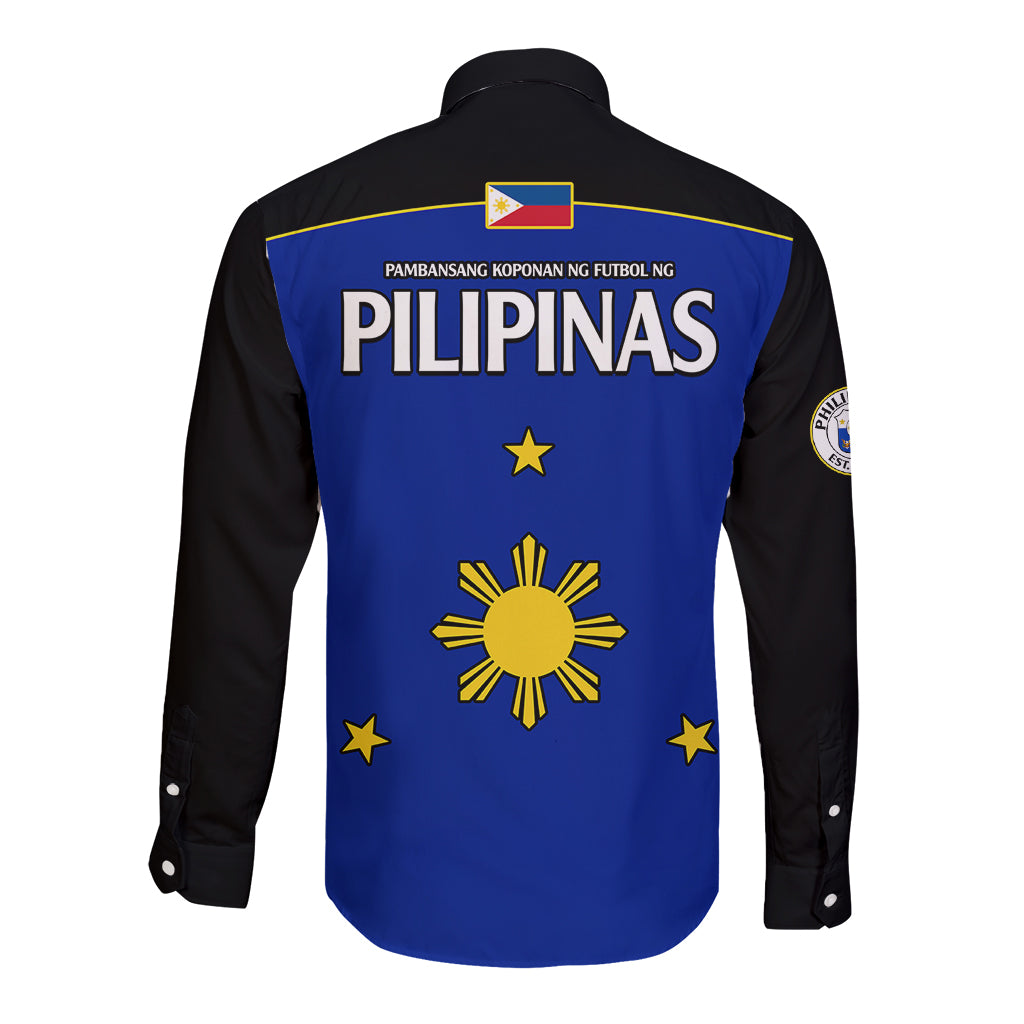 Philippines Concept Home Football Long Sleeve Button Shirt Pilipinas Flag Black Style 2023 LT9 - Polynesian Pride