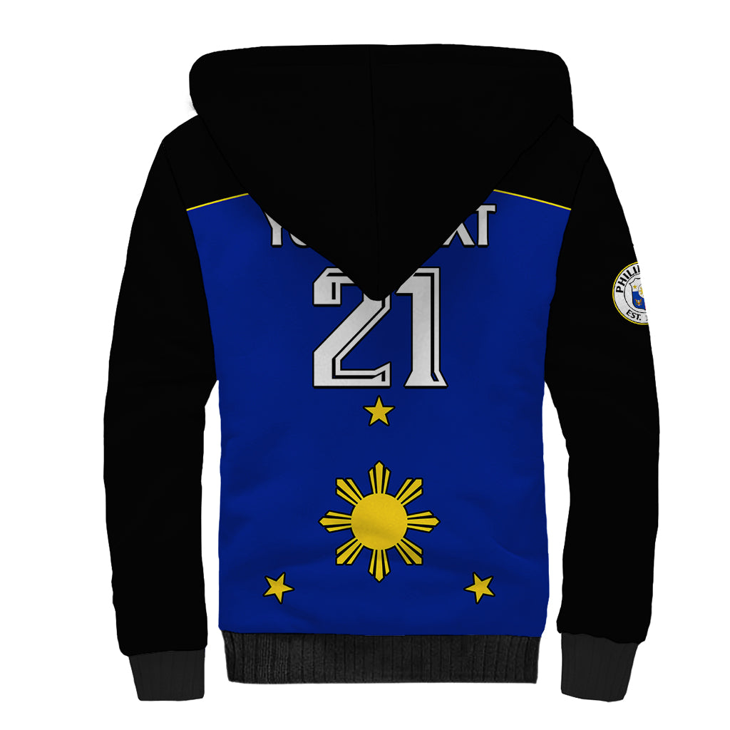 (Custom Text And Number) Philippines Concept Home Football Sherpa Hoodie Pilipinas Flag Black Style 2023 LT9 - Polynesian Pride