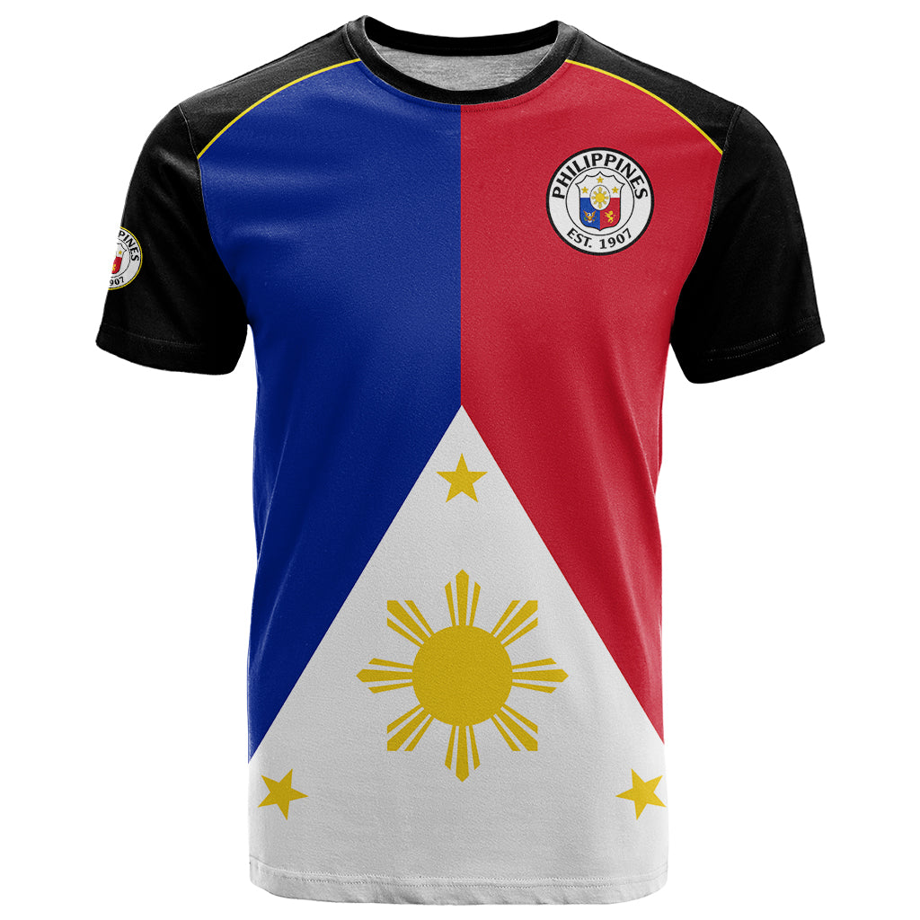 (Custom Text and Number) Philippines Concept Home Football T Shirt Pilipinas Flag Black Style 2023 LT9 Black - Polynesian Pride