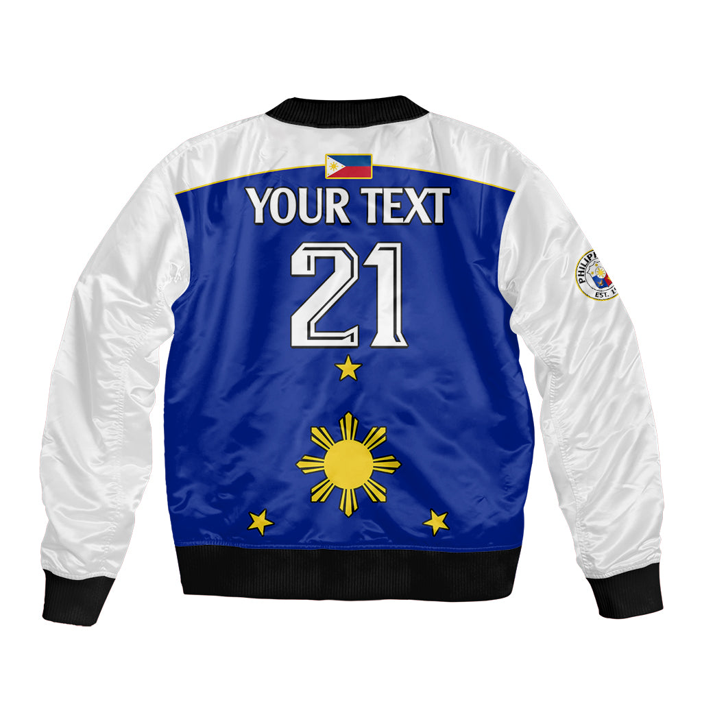 (Custom Text And Number) Philippines Concept Home Football Sleeve Zip Bomber Jacket Pilipinas Flag White Style 2023 LT9 - Polynesian Pride