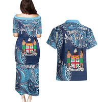Personalised Fiji 54th Anniversary Couples Matching Puletasi and Hawaiian Shirt Siga Ni Bula Galala Marautaki O Viti LT9