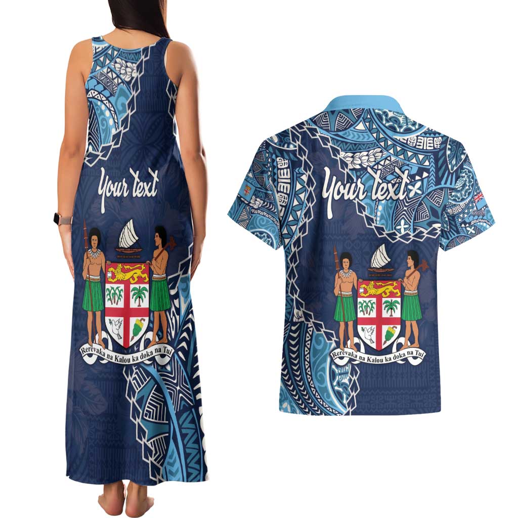 Personalised Fiji 54th Anniversary Couples Matching Tank Maxi Dress and Hawaiian Shirt Siga Ni Bula Galala Marautaki O Viti LT9