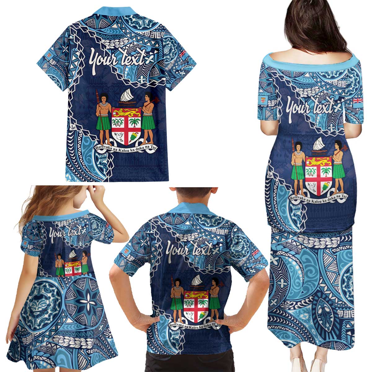 Personalised Fiji 54th Anniversary Family Matching Puletasi and Hawaiian Shirt Siga Ni Bula Galala Marautaki O Viti LT9 - Polynesian Pride