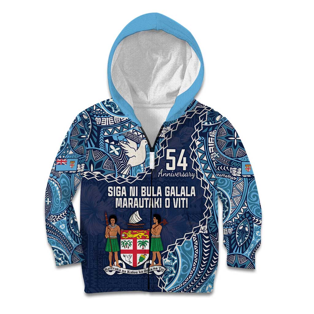 Personalised Fiji 54th Anniversary Kid Hoodie Siga Ni Bula Galala Marautaki O Viti LT9