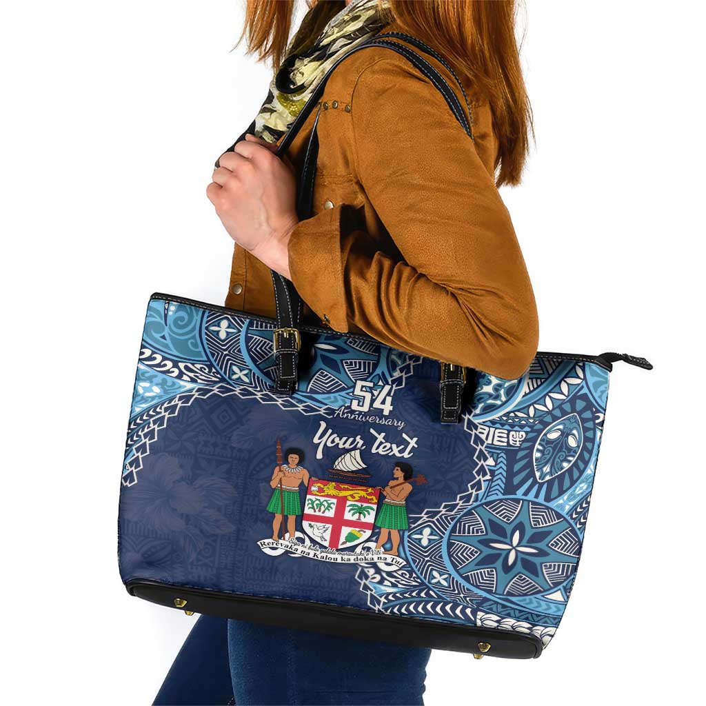 Personalised Fiji 54th Anniversary Leather Tote Bag Siga Ni Bula Galala Marautaki O Viti LT9