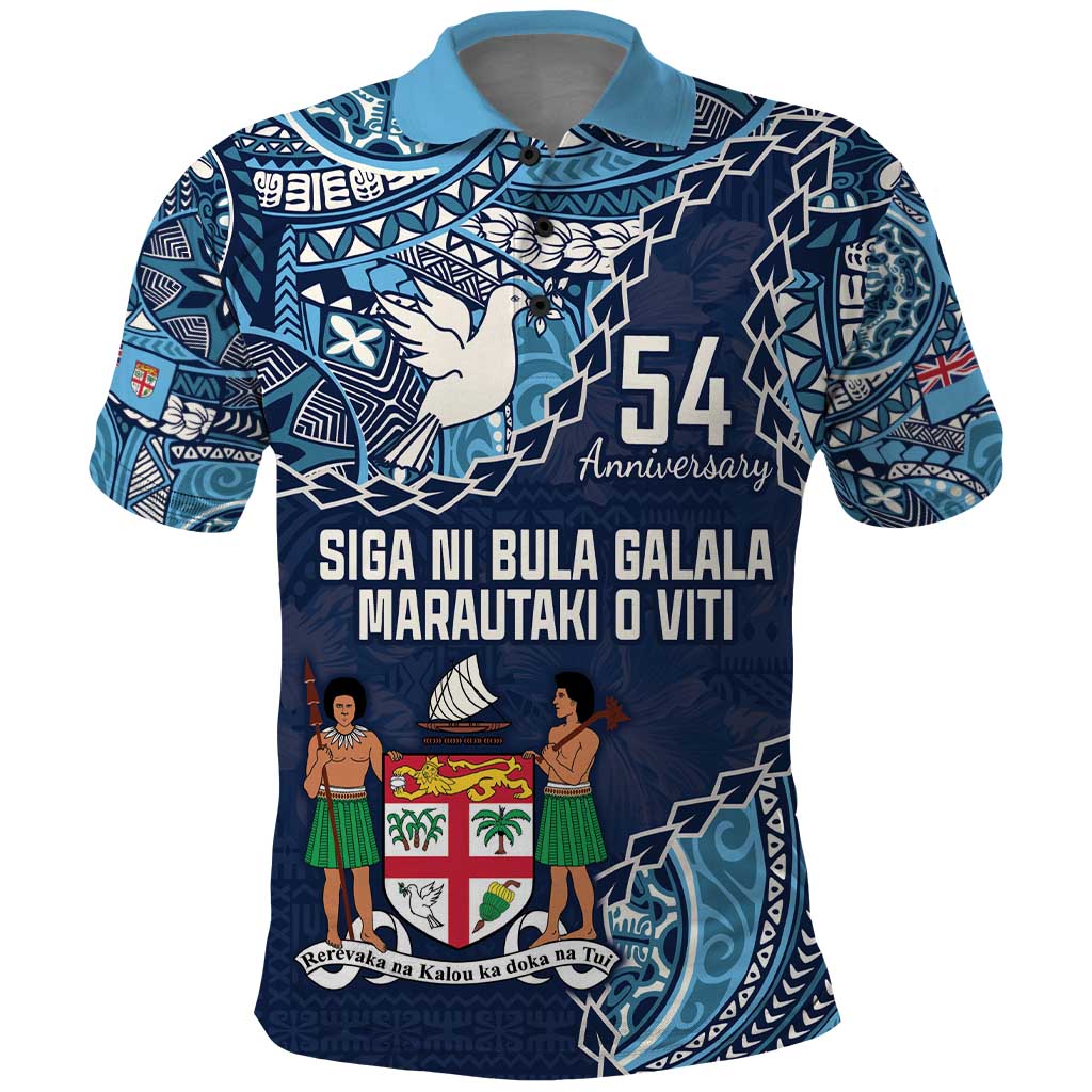 Personalised Fiji 54th Anniversary Polo Shirt Siga Ni Bula Galala Marautaki O Viti LT9