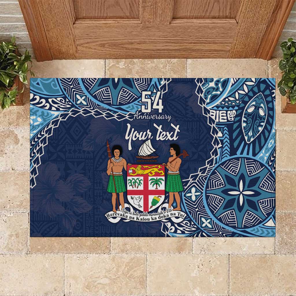 Personalised Fiji 54th Anniversary Rubber Doormat Siga Ni Bula Galala Marautaki O Viti LT9