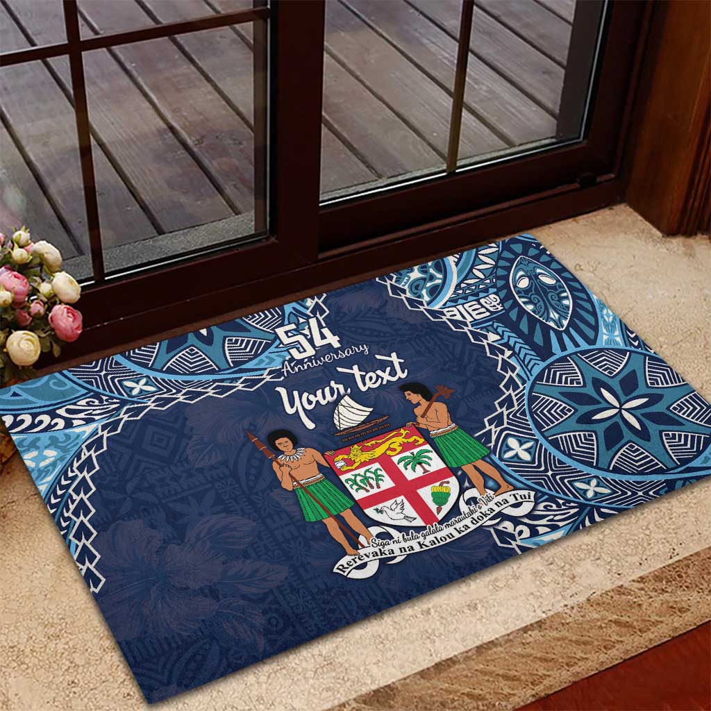 Personalised Fiji 54th Anniversary Rubber Doormat Siga Ni Bula Galala Marautaki O Viti LT9