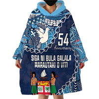 Personalised Fiji 54th Anniversary Wearable Blanket Hoodie Siga Ni Bula Galala Marautaki O Viti LT9